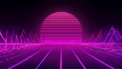 Poster - background virtual overlay animation glow seamless synthwave looping illustration scary 4k video neo