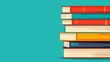 © Chaithat - Stack of Books on Turquoise Background   Education  Knowledge  Learning