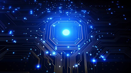 Futuristic digital cityscape with glowing lines and data servers