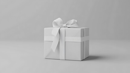 Wall Mural - Minimalistic mockup of a gift box with ribbon on a plain background, ideal for holiday or event branding