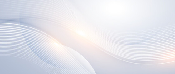 Leinwandbilder - Elegant white wave lines on a soft blue gradient background. 