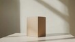 © WINGGOD - Kraft packaging box mockup with blank label space, standing upright on a white surface