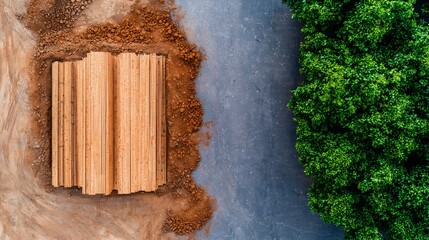 Poster - Aerial view showcasing sustainable construction practices that embrace circular economy principles from responsible material sourcing to innovative green building designs
