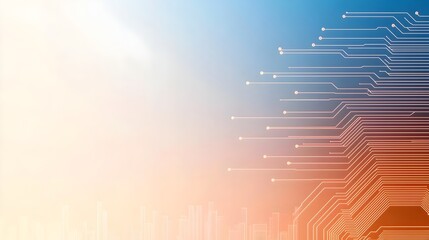 Fototapete - Futuristic digital circuit board with connected lines and dots on a blue technology background representing the innovation and advancement of intelligence and modern computer science