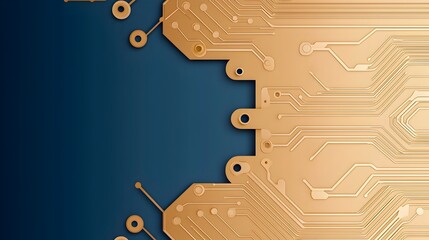 Poster - Futuristic and Technology of a Digital Circuit Board on a Blue Background with Connected Lines and Dots for a Modern and Innovative Concept