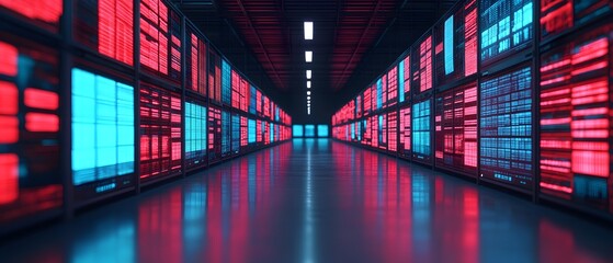 Aufkleber - Digital Data Management in a Futuristic Server Room