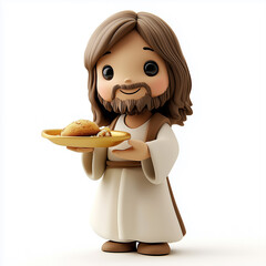 Jesus Holding a Plate of Bread., 3D element