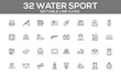 © uzair - 32 Editable Water Sport Line Icons for Aquatic Activities, Adventure Gear, and Beach Fun