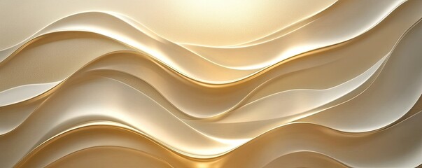 Sticker - Abstract background with golden lines, an elegant pattern for design. Vector illustration of a beautiful, luxurious wallpaper in light beige and gold colors. Abstract wavy line art for a banner