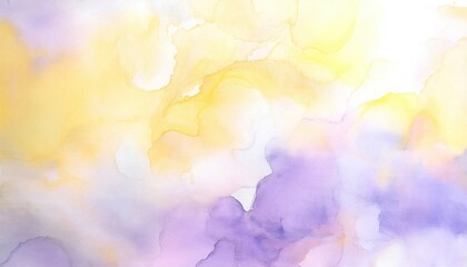 Wall Mural - Soft watercolor abstract background in pastel yellow and purple hues.