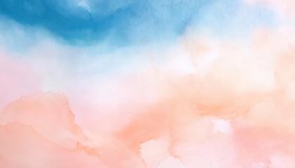 Wall Mural - soft watercolor background with gentle hues of blue and peach, perfect for creative designs.