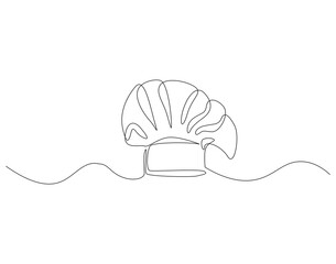 Wall Mural - Continuous one line drawing of chef hat or cap. One line drawing illustration of hat chef. Chef uniform concept single line. Editable outline