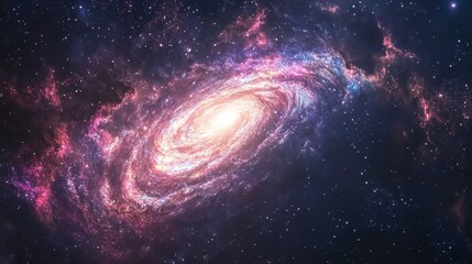 Wall Mural - A panoramic view of the night sky, featuring a sea of stars and the vibrant colors of the galaxy's spiral arms.