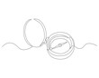 © TiyoSakhi - Continuous one line drawing of traveller compass. One line drawing illustration of compass navigate and adventure. Navigation, direction, journey concept line art. Editable outline