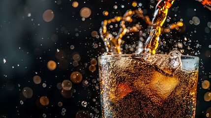 pouring beer into glass in water background