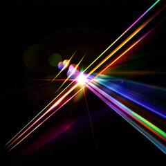 Canvas Print - Bright colored rays on a black background
