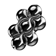 Wall Mural - inflatable metallic molecule 3d shape. futuristic geometric 3d element. science and technology chrom