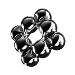 Poster - inflatable metallic 3d shape. futuristic geometric 3d element. science and technology chrome metal o