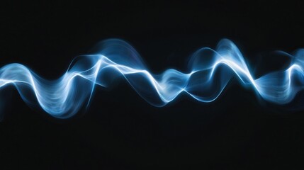 Wall Mural - a blue wave of light is shown on a black background