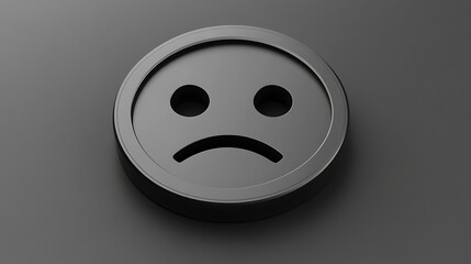 Wall Mural - Minimalistic Sad Face Illustration in Dark Tone