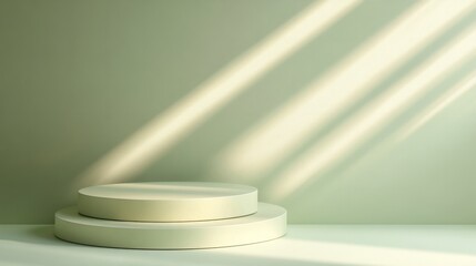 Wall Mural - 3d empty green podium with curatin