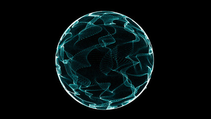 Wall Mural - technology blue sphere with connecting dots and lines. digital abstract network structure. 3d render