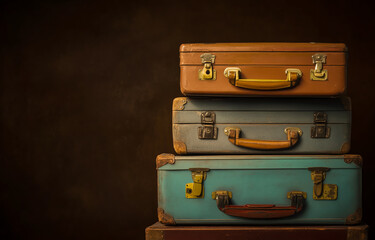 Three vintage suitcases stacked