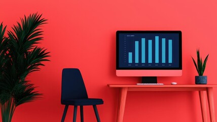 Wall Mural - creators analyzing current digital trends on multiple devices, modern minimalist office, soft neutra