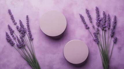Wall Mural - 3d purple podium above with lavander
