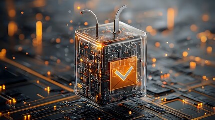 Aufkleber - Transparent digital ballot box with holographic display floating in a futuristic virtual environment representing innovative voting and election technology concepts for the future