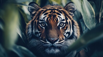 Wall Mural - a close-up image of an endangered tiger in the wild, highlighting the importance of conservation eff