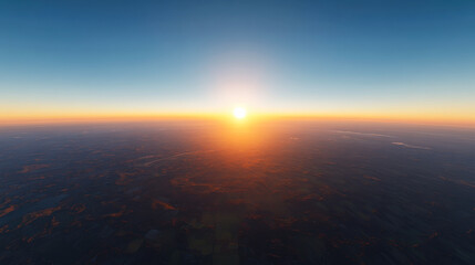 Wall Mural - vibrant sunrise over expansive green fields and wooded areas in early morning light