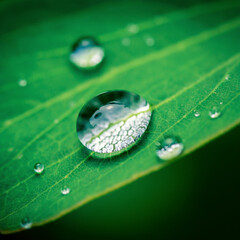 morning dew drop on a green leaf water droplet close up photography standing still on a leaf