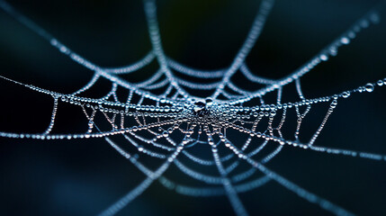 Dew Drops on Spider Web Macro Photography   Nature Texture Background