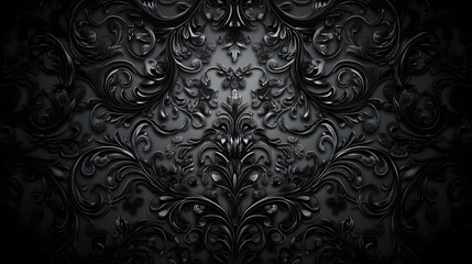 a detailed black ornate pattern with a textured, elegant design.