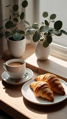 cup of coffee and croissant