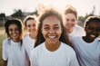 © Vorda Berge - Smiling portrait of a diverse group of female teenage soccer players