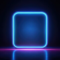 Illuminated empty square with neon edges in a dark setting at night. Generative AI