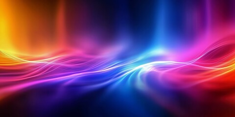 Wall Mural - abstract blur of colorful light trails in orange, pink, and blue, creating a sense of motion on a da