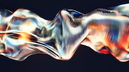 Wall Mural - dynamic abstract wave with vibrant colors and light streaks on dark background
