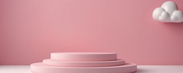 Wall Mural - Pink Minimalist Product Display with Cloud