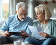 © BOTAHRY DEX - woman man senior bill finance retirement couple home document calculator paper wife budget elderly together mature old retired paperwork tax
