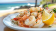 © Erzsbet - Garlic Shrimp Plate on Hawaiian Beachside Table