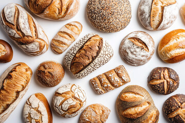 Freshly baked round Bread isolated on white background. Sliced, cutted wheat bread. Bakery, rustic traditional food concept. 