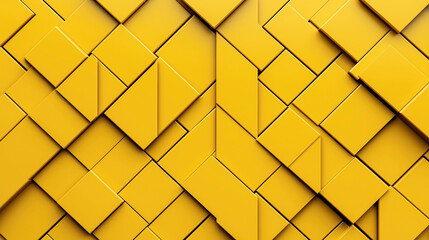 Wall Mural - yellow geometric pattern with interlocking rectangular and square shapes creating a three-dimensiona