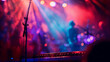 © Mahemud - Blurred background light on rock concert with silhouette of musicians.