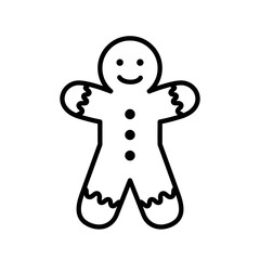 Wall Mural - Gingerbread cookie man black line icon, holiday biscuit symbol, editable stroke vector design element
