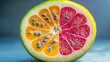© Abanop - A cross-section of a fruit showing internal organs, symbolizing the connection between food and health, ultra HD, colorful backdrop