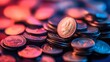 © Juan - Close-up of stacked coins with vibrant lighting effects