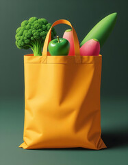 Recyclable bag for groceries blank mockup